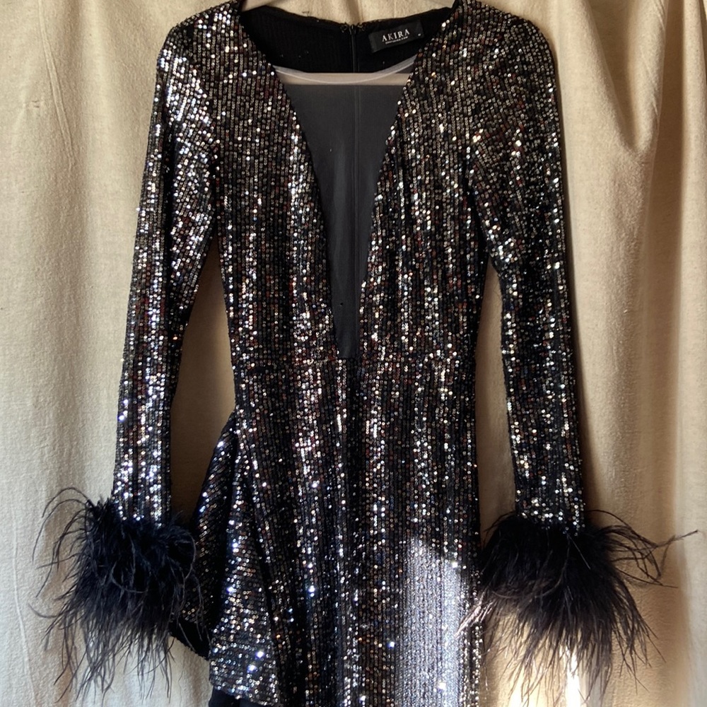 Black sequin dress.